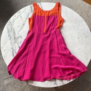 Pink and Orange 100% Silk Dress by Aryn K